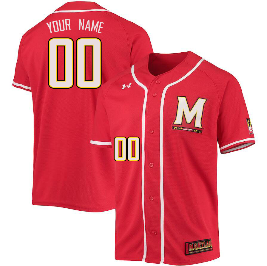 Custom Maryland Terrapins Name And Number College Baseball Jerseys Stitched-Red - Click Image to Close